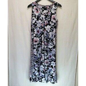 Simply Vera Vera Wang Women’s Sz M Black Floral Knit Pockets A-line Dress